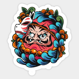 Kitsune Daruma Sticker